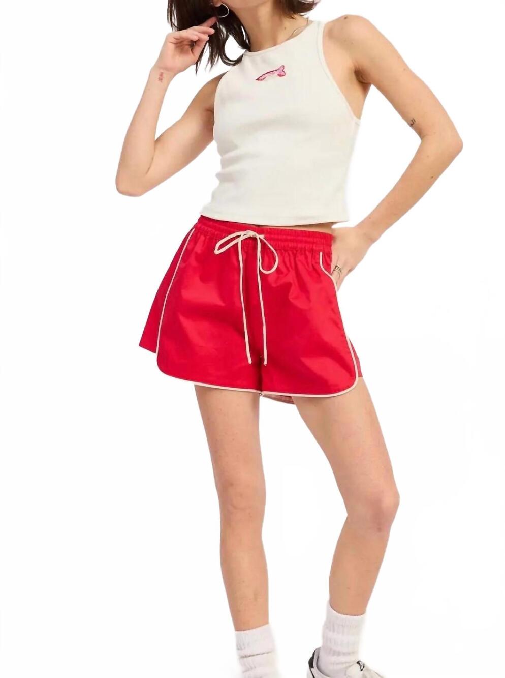 NEW EMORY PARK high rise poplin shorts in red
